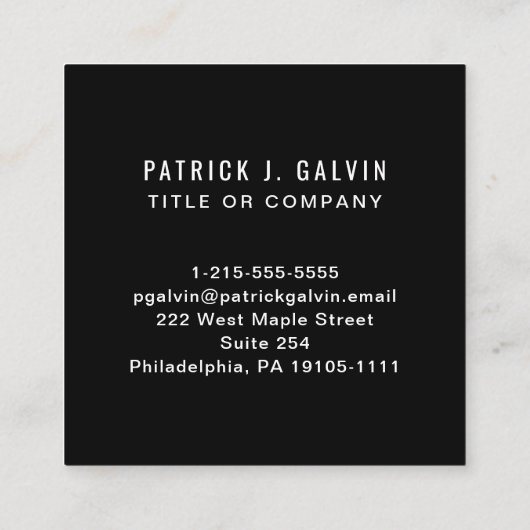 Moderne QR Code Logo Professional Black Vierkante Visitekaartje (Achterkant)