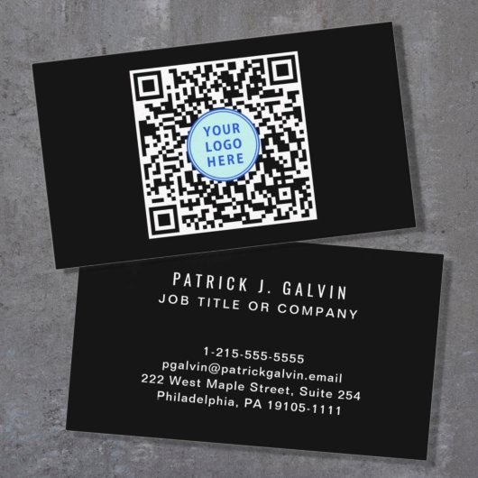 Moderne QR Code Logo Professional Black Visitekaartje