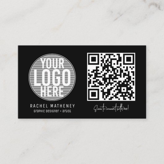 Moderne QR-code Logo Simple White Professional Bus Visitekaartje (Voorkant)