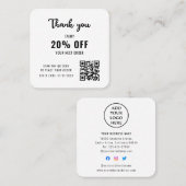 Moderne QR Code Loyalty Business Logo Black White Kortingskaartje (Voorkant / Achterkant)