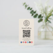 Moderne QR-code maakt verbinding met sociale media Visitekaartje (Staand voorkant)