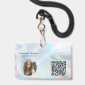 Moderne QR Code Makeup Artist Employee Holographic Badge (Voorzijde met lanyard)