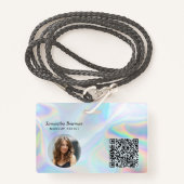 Moderne QR Code Makeup Artist Employee Holographic Badge (Voorkant met draagriem)