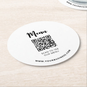 Moderne QR-code menu Restaurants Ronde Kartonnen Onderzetter