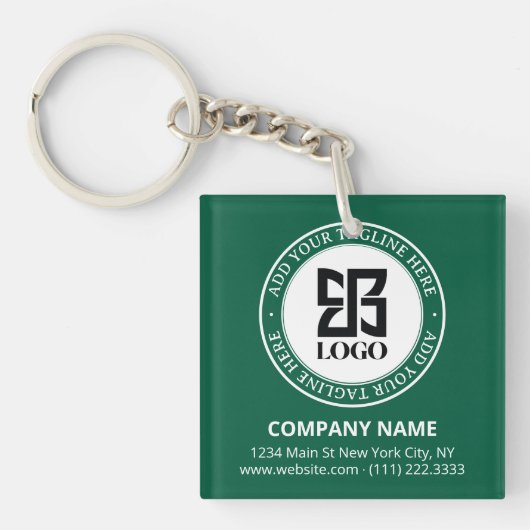Moderne QR-code met aangepast logo voor bedrijfs p Sleutelhanger (Voorkant)