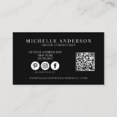 Moderne QR-code met zwart-wit monogram rand Visitekaartje (Achterkant)