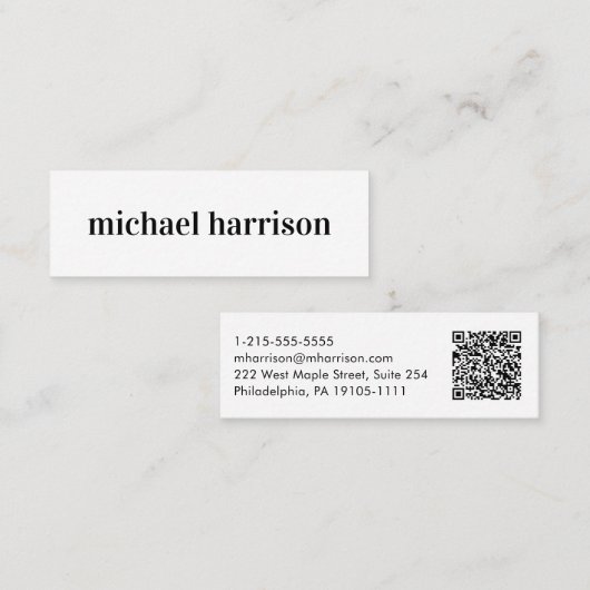 Moderne QR-code Mini Visitekaartje (Voorkant / Achterkant)