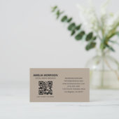 Moderne QR Code Minimalistisch Zand Professioneel Visitekaartje (Staand voorkant)