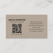 Moderne QR Code Minimalistisch Zand Professioneel Visitekaartje (Voorkant)