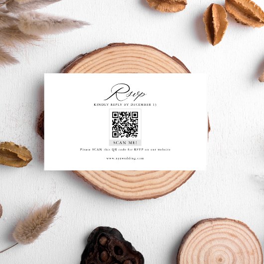 Moderne QR Code Minimalistische Bruiloft RSVP Informatiekaartje