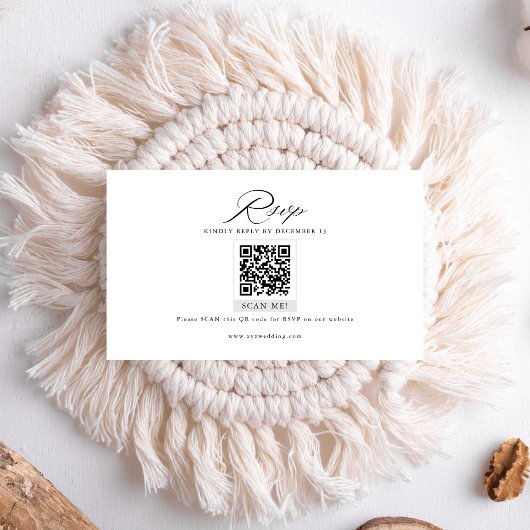 Moderne QR Code Minimalistische Bruiloft RSVP Informatiekaartje