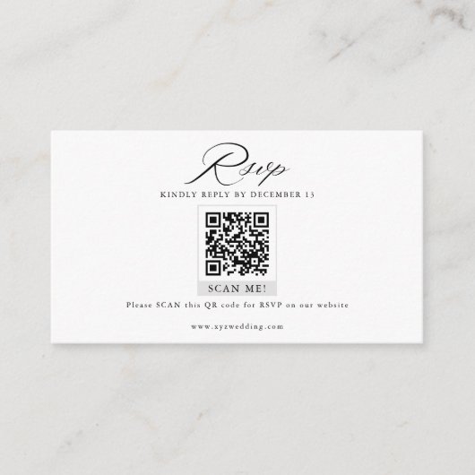 Moderne QR Code Minimalistische Bruiloft RSVP Informatiekaartje (Voorkant)