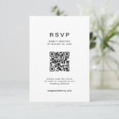 Moderne QR-code minimalistische trouw RSVP Kaartje (Staand voorkant)
