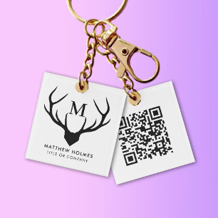 Moderne QR-code Monogram Scan me Professional Sleutelhanger