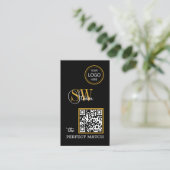 Moderne QR-code, monogramnaam, Logo/handtekening Visitekaartje (Staand voorkant)