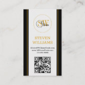 Moderne QR-code, monogramnaam, Logo/handtekening Visitekaartje (Achterkant)