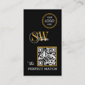 Moderne QR-code, monogramnaam, Logo/handtekening Visitekaartje (Voorkant)