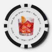 Moderne QR-code Negroni Drink Voucher Poker Chips (Voorkant)