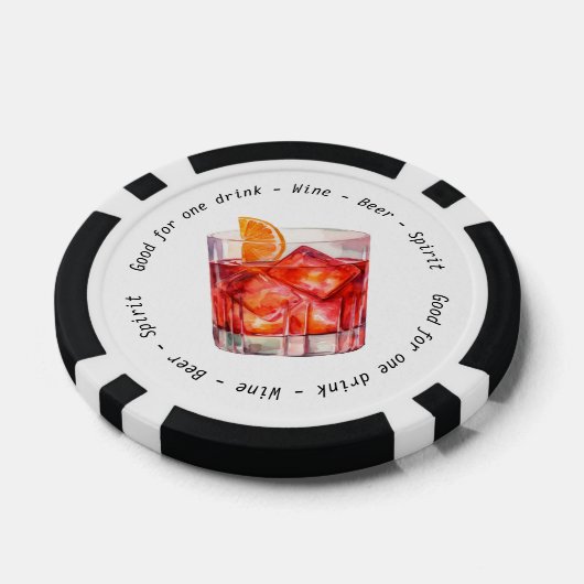 Moderne QR-code Negroni Drink Voucher Poker Chips (Enkel)