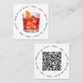 Moderne QR-code Negroni Drink Voucher Vierkante Visitekaartje (Voorkant / Achterkant)