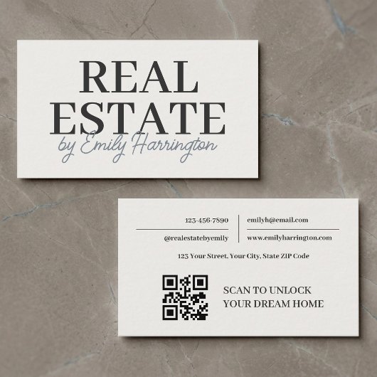Moderne QR Code Neutrale Makelaar Visitekaartje