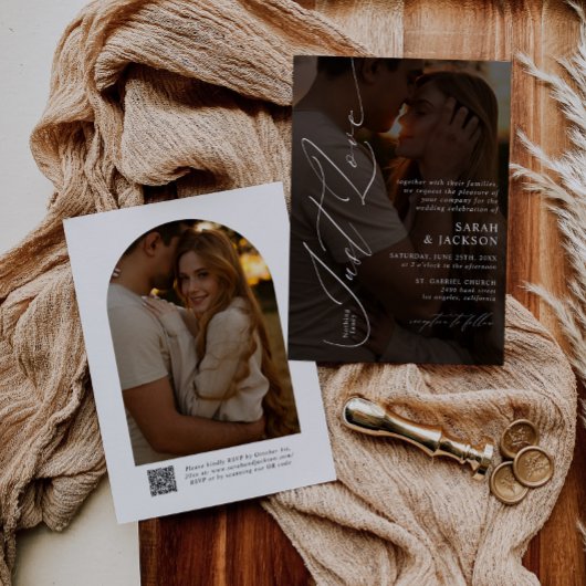 Moderne QR-code Niets Fancy Alleen Liefde Trouwen Kaart