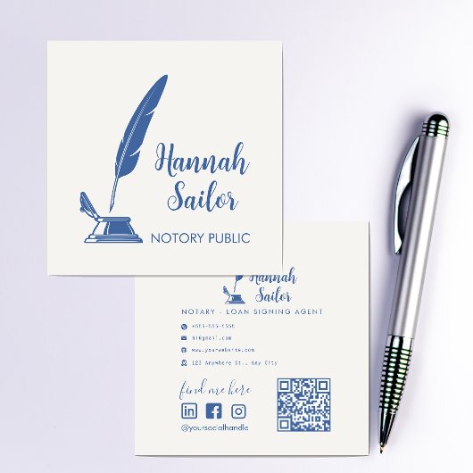 Moderne QR-code notaris Ondertekenaar openbare len Vierkante Visitekaartje