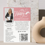 Moderne QR-code Notarische foto Flyer<br><div class="desc">Moderne,  elegante typografiefoto Notarische zakenvlieger. Het ontwerp kenmerkt uw foto,  elegant typografiemanuscript ""Notaris"in witte handgeschreven het schrijven,  jouw naam,  titel,  bericht en de diensten. Geef uw QR-code,  contactgegevens en sociale media een persoonlijk tintje.</div>