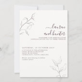 Moderne QR Code plum Paars Botanical Wedding Kaart (Voorkant)