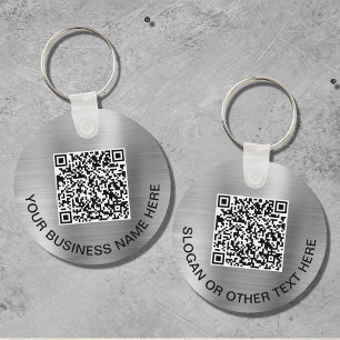 Moderne QR Code Promotioneel Zilver Sleutelhanger