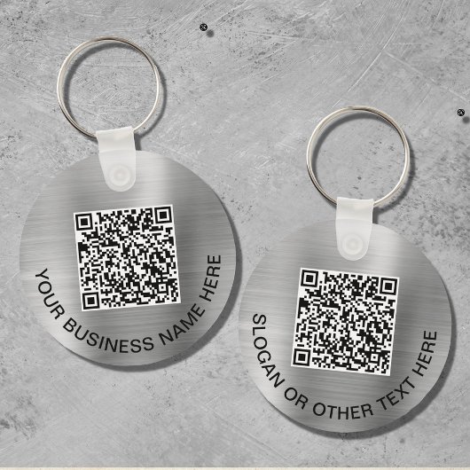 Moderne QR Code Promotioneel Zilver Sleutelhanger