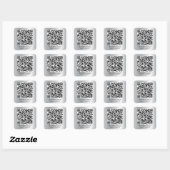 Moderne QR Code Promotioneel Zilver Vierkante Sticker (Vel)