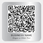 Moderne QR Code Promotioneel Zilver Vierkante Sticker (Voorkant)