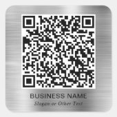 Moderne QR Code Promotioneel Zilver Vierkante Sticker (Voorkant)