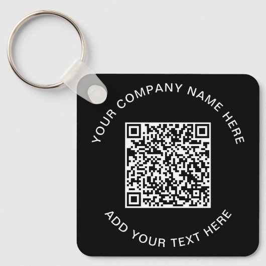Moderne QR-code - Promotioneel zwart Sleutelhanger (Voorkant)