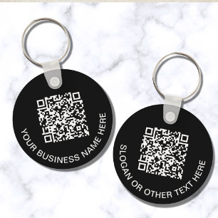 Moderne QR-code - Promotioneel zwart Sleutelhanger