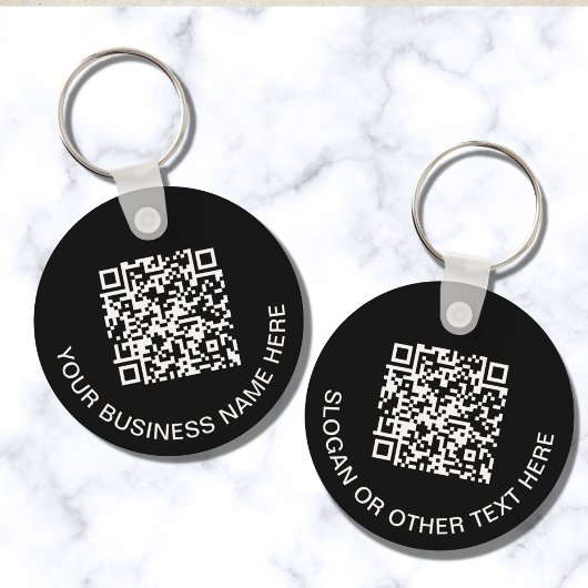 Moderne QR-code - Promotioneel zwart Sleutelhanger