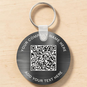Moderne QR-code Promotionele Zilver Sleutelhanger