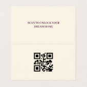 Moderne QR-code pruim vastgoedmakelaar Visitekaartje (Binnenkant ongevouwen)
