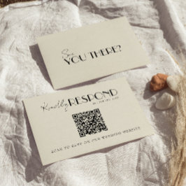Moderne QR-code Retro Franse Whimsical Bruiloft RSVP Kaartje