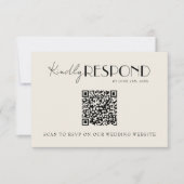 Moderne QR-code Retro Franse Whimsical Bruiloft RSVP Kaartje (Voorkant)