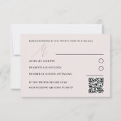 Moderne QR Code Roos Goud Eenvoudige RSVP Bruiloft (Achterkant)