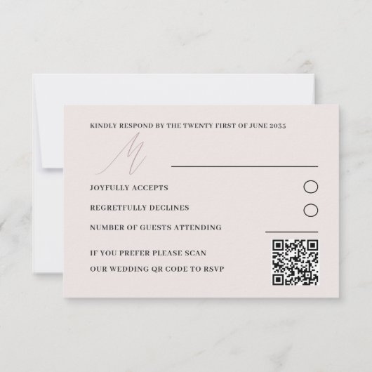 Moderne QR Code Roos Goud Eenvoudige RSVP Bruiloft (Achterkant)