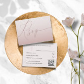 Moderne QR Code Roos Goud Eenvoudige RSVP Bruiloft