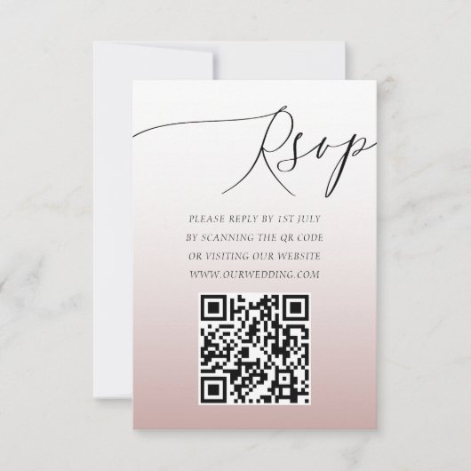 Moderne QR Code Roos Goud Eenvoudige RSVP Bruiloft (Voorkant)