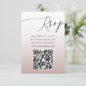 Moderne QR Code Roos Goud Eenvoudige RSVP Bruiloft Kaartje (Staand voorkant)