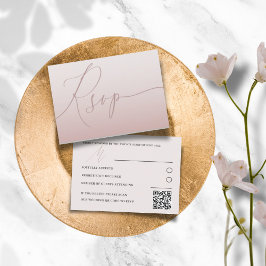 Moderne QR-code roze goud eenvoudige RSVP-huwelijk RSVP Kaartje