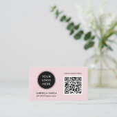 Moderne QR-code Roze Logo Visitekaartje (Staand voorkant)
