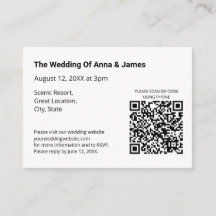 Moderne QR Code RSVP Huwelijksbijlage Kaart
