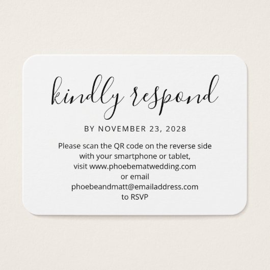 Moderne QR-code RSVP-respons en -website Visitekaartje (Voorkant)